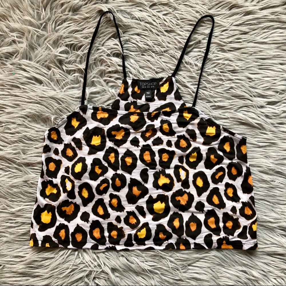 Top Shop Leopard Print Crop Top